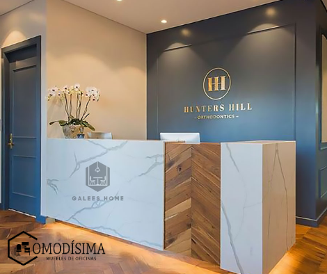 Muebles de recepción tipo counter minimalista personalizado