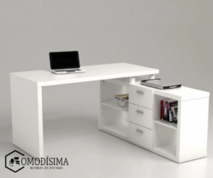 Escritorios personalizados y modernos de oficina Quito melamina blanca en L